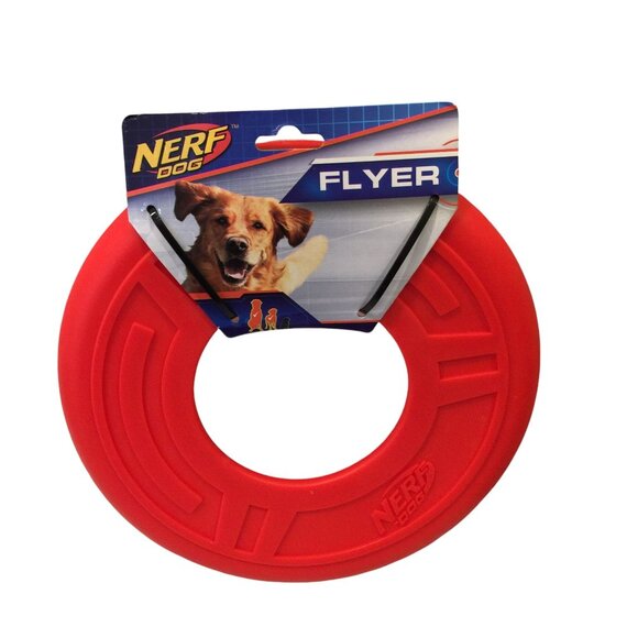 Nerf Dog Flyer Red 9 3/4" Durable Rubber Disc - Picture 1 of 3